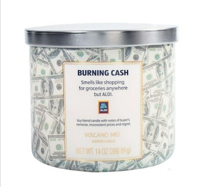 Aldi Burning Cash 3 Wick Candle Volcano Mist NEW