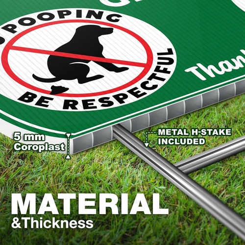Keep Off Grass Signs for Yard with Stakes, 8 x 12 Inch Double Sided No Dog Poop - Picture 3 of 7