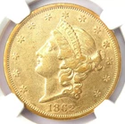 1862-P Liberty Gold Double Eagle $20 Coin (1862) - NGC AU53 - $24,500 Value