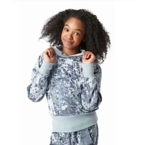 Habitual Girl Marley Crushed Velour Hooded Pullover In Grey Size 16 MSRP $56