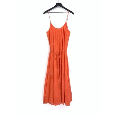 APIECE APART Saluda Tiered Maxi Dress Cotton Blend Gauze Nasturtium Orange M