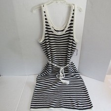 Nine West Womens Plus Sleeveless Crochet Striped Belted Maxi Dress Size XXL NWT