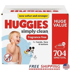 Unscented Baby Wipes Hypoallergenic Sensitive Skin Family Pack 704 Count New