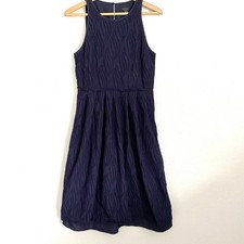 Ann Taylor Dress Women’s 8 Blue Eyelet Embroidered Fit & Flare Lined Cotton