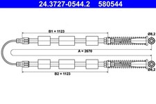 ATE Bremsseil Seilzug Feststellbremse 24.3727-0544.2 für FIAT SEICENTO 600 170AD