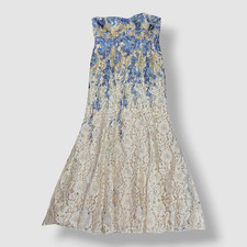 Rene Ruiz Collection Women's Beige Floral Lace Gown Dress Size 14
