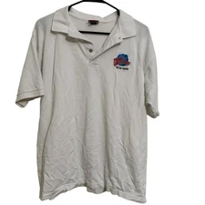 Planet Hollywood New York White Embroidered Polo Shirt Vintage 90s