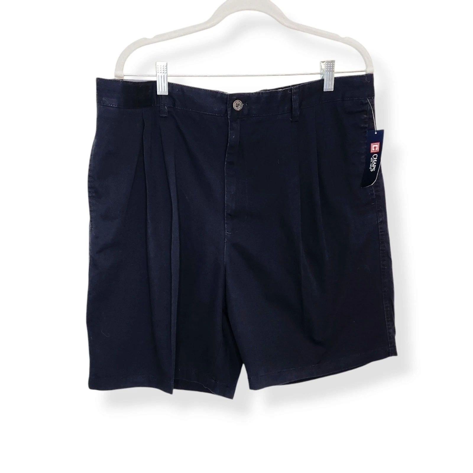NWT Chaps Men's Navy Blue Pleated Front Chino Twill Shorts Size 38