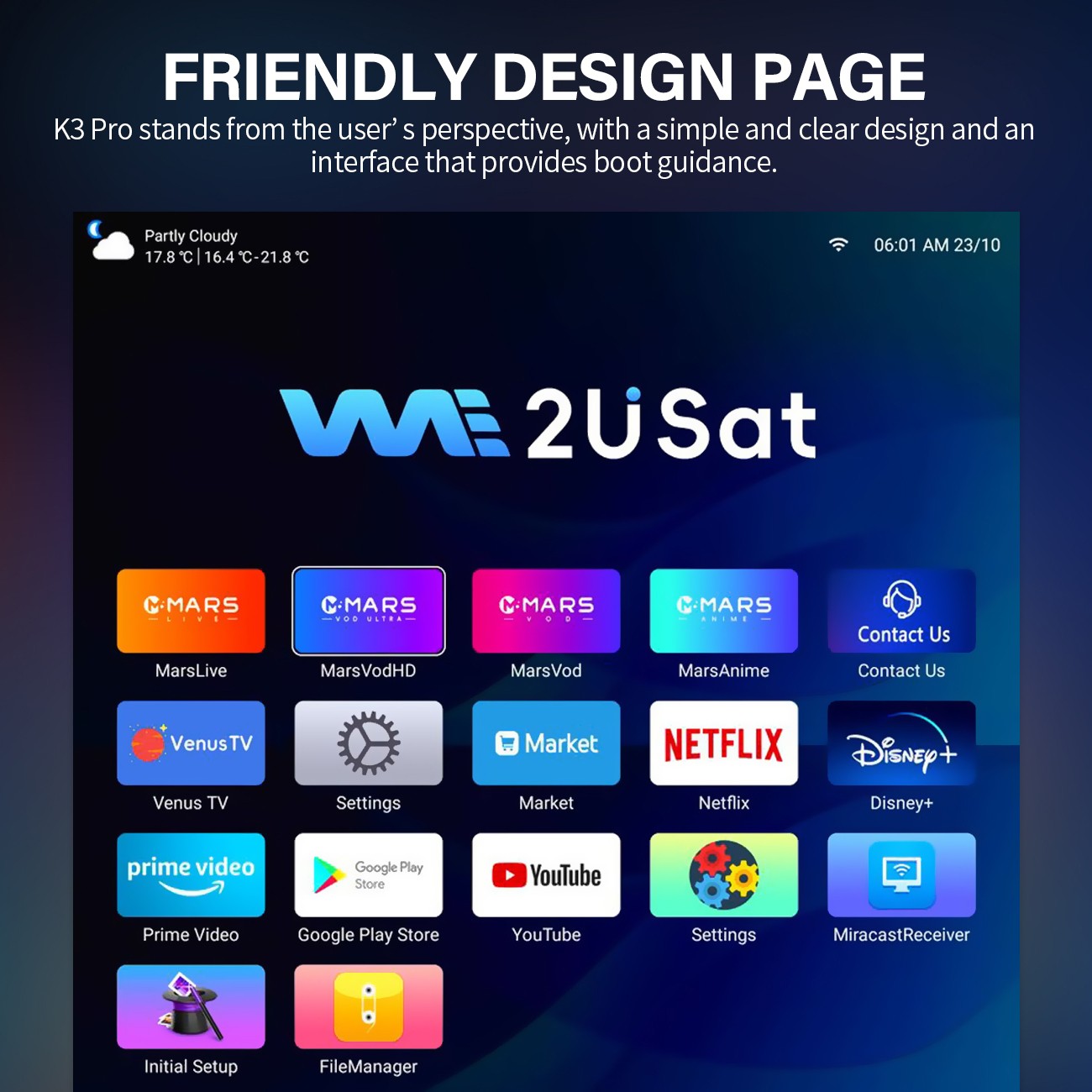 US VSEE/WE2USAT K3PRO Box Super Clear Android Smart TV Box 6K WiFi Voice Control