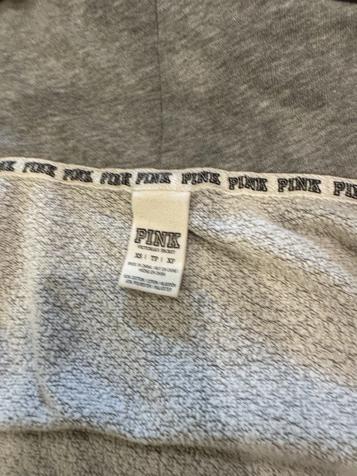 UNDERCOVER Victoria's Secret ROSA Felpa con Cappuccio Zig Zag Chevron Rosa Paillettes Bling Grigio Zip Up XS