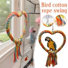 Bird Cotton Rope Heart Shape Stand Chewing Bite Ring Stand Climb Toy Supply.
