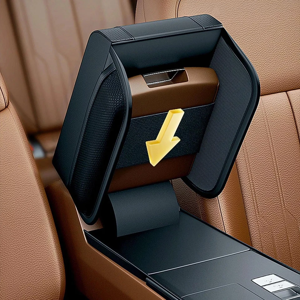 Car Center Console Armrest Box Cushion Cover Pad Mat Protector Accessories Black - Image 3 of 4