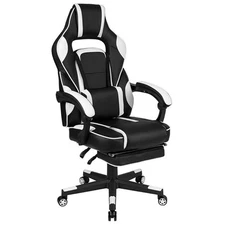 Flash Furniture X40 Leather Racing Reclining Gaming Chair in Black and White