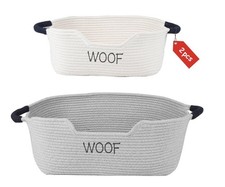 Geyecete Set of 2 Dog Toy Storage Basket, Cotton Rope Weave Basket for Dogs, ...