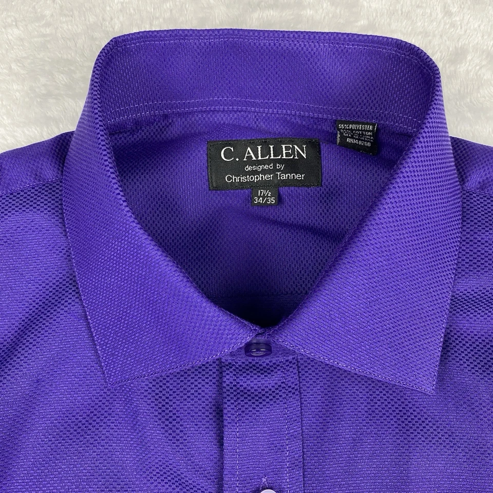 Camisa de vestir C. ALLEN New York para hombre 17,5-34/35 uva puños franceses con eslabones ¡NUEVA CON ETIQUETAS! Foto 3 de 4