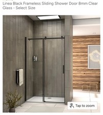 Black Frameless Sliding Shower Door Screen - Brand new In box - 1200mm