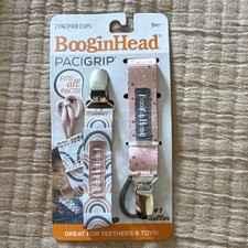 BooginHead PaciGrip Pacifier Clips 2 Pack Strong Clasp Universal Holder Pink