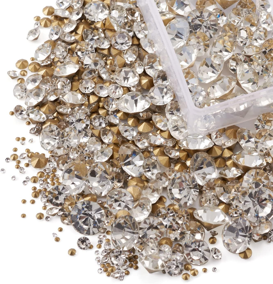 2600Pcs Faceted Glass Rhinestone 7 Sizes Pointed Back Crystal Diamante ...