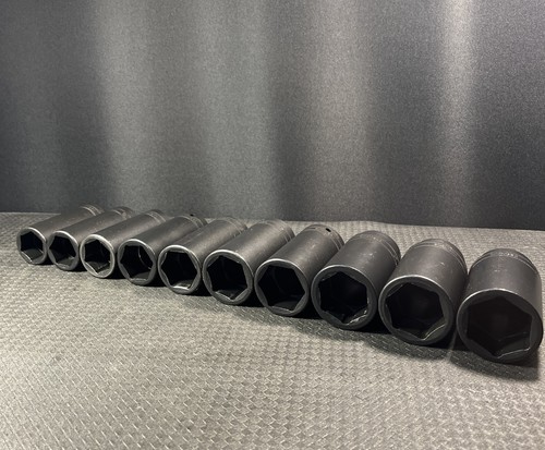 Snap-On 1/2” Flank Drive 6 Point Metric DEEP Impact Sockets 10 Piece Set 25-36mm - Picture 13 of 20