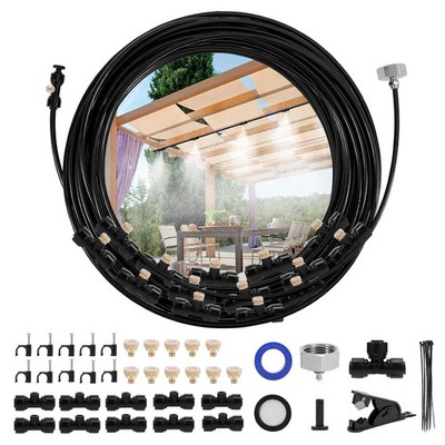 Misting Cooling System Kit, 50FT Misting Line + 10 Brass Mist Nozzles + Brass Ad