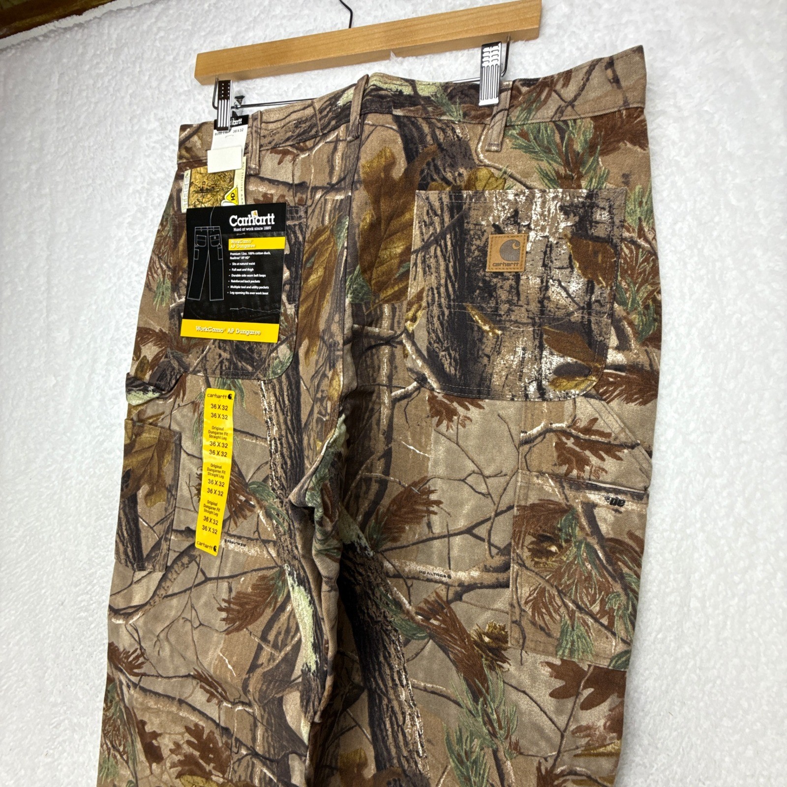 Carhartt Work Camo AP Dungaree Fit Pants Mens 36X32 B235 CAP Camo NWT NOS thumbnail 9