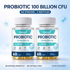 100 Billion CFU Probiotic 34 Strains Prebiotics Digestive Enzymes Immune Support