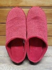 LL Bean Womens Size 9 Red Sweater Knit Fleece Cozy Comfort Scuff Slippers