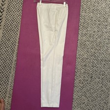 YSL Yves Saint Laurent Women  s White Cotton Slacks- 10 Waist 32 Length