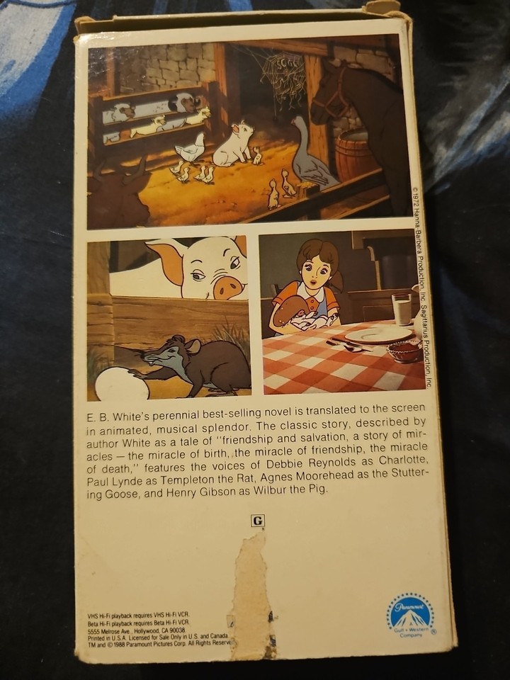 Charlotte's Web VHS 1988 Edition Vintage Video Tape Vtg 1973 ANIMATED