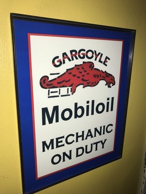 Mobil Gargoyle Motor Oil Gas Service Station Garage Mechanic Advertising Sign