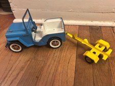 Vintage TONKA Blue Jeep with trailer
