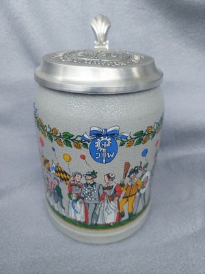 0,5 L Krug Augustiner Bräu München Oktoberfest 1994 Bierkrug Zinndeckel 
