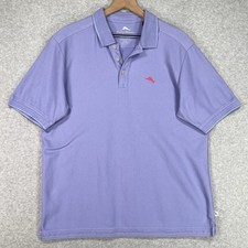 Tommy Bahama Supima Polo Shirt M Purple Golf Preppy Beach Short Sleeve
