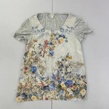 MONSOON Top 10 Grey Womens Vest Short Sleeve Top Floral