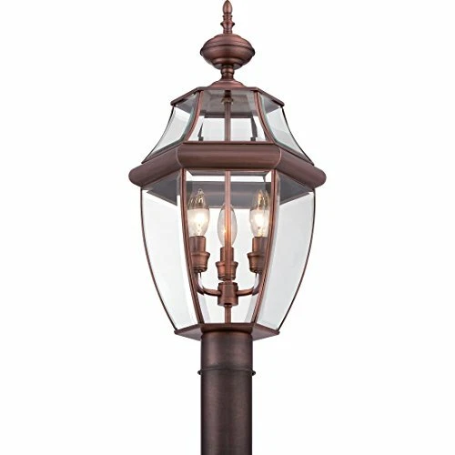 Quoizel NY9043AC 3-Light Newbury Outdoor Lantern in Aged Copper - Picture 4 of 9