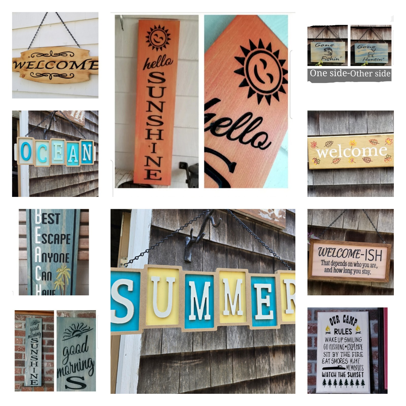 Handmade Redneck Wind chime Natural wooden wood Outdoor Chain hanging Windchimes