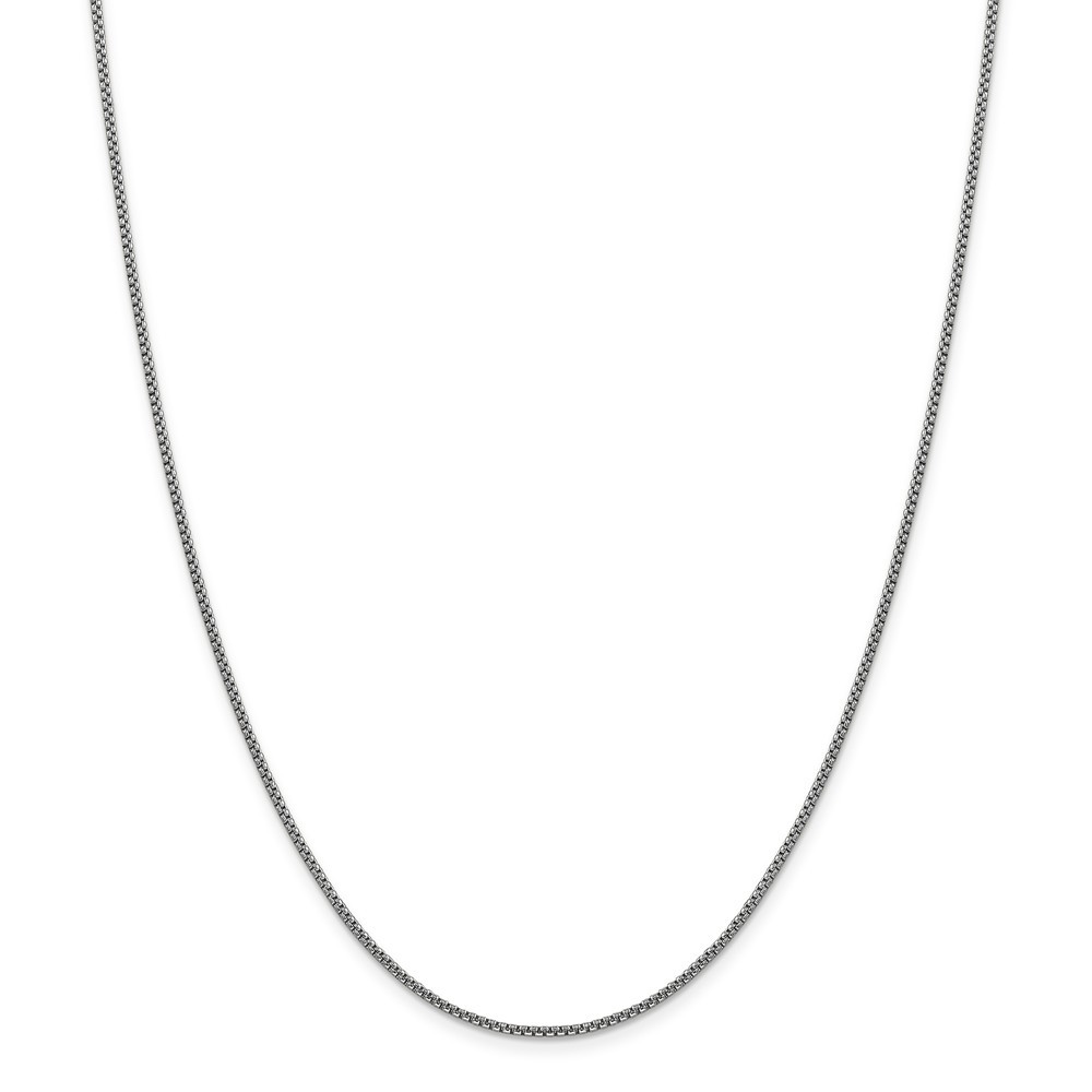 14k White Gold 1.5mm Hollow Round Box Chain w/ Lobster Clasp 16" - 30"