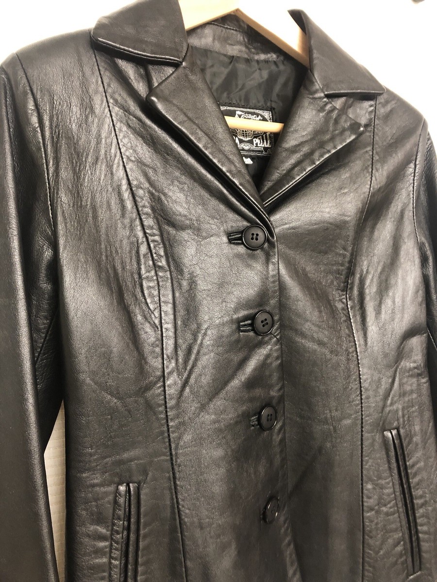 Vera Pelle Women's Leather Jacket XS Made in Italy Coat Vera Pelle Women's Leather Jacket XS Made in Italy Coat