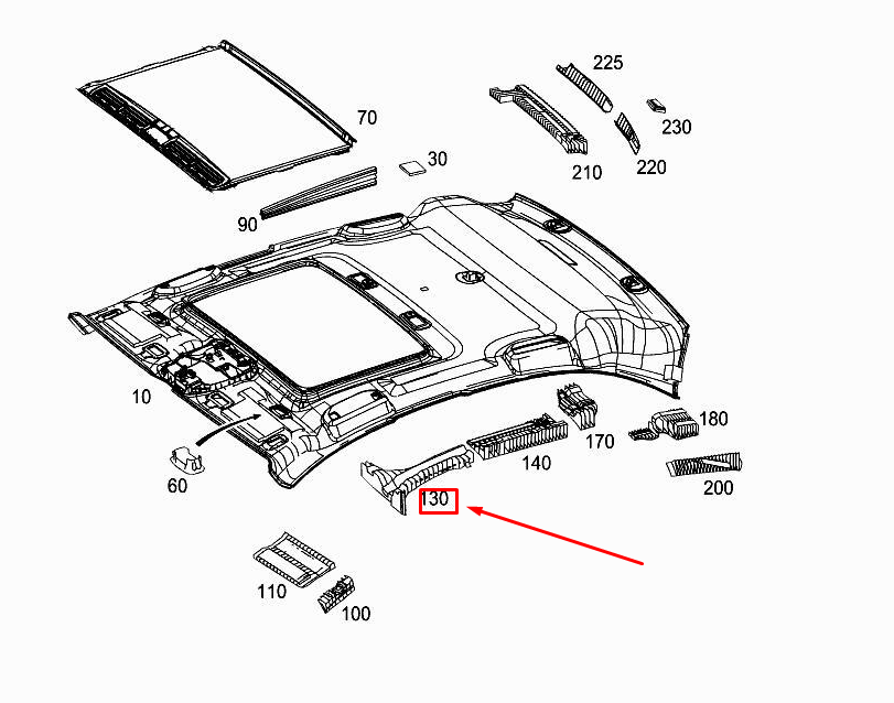 MERCEDES-BENZ GLC X253 Dachabsorber vorne rechts Mitte A2536924000