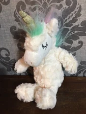 Horizon Group Pastel Fuzzy Rainbow Mane Plush Unicorn Gold Glitter Horn Star