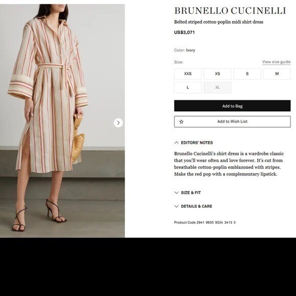 ワンピース Brunello Cucinelli Striped Midi Dress Brunello Cucinelli Striped Midi Dress - Brown | Editorialist