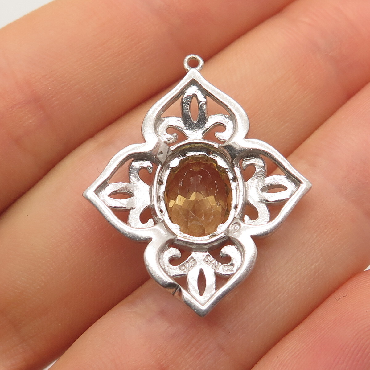925 Sterling Silver Sai Krishna Real Diamond Accent Citrine Gem