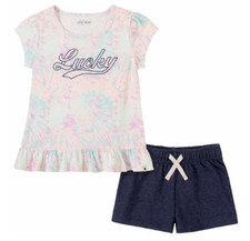 NEW Lucky Brand Kids Shirt  Pull On Shorts 2 Piece Set Size 7