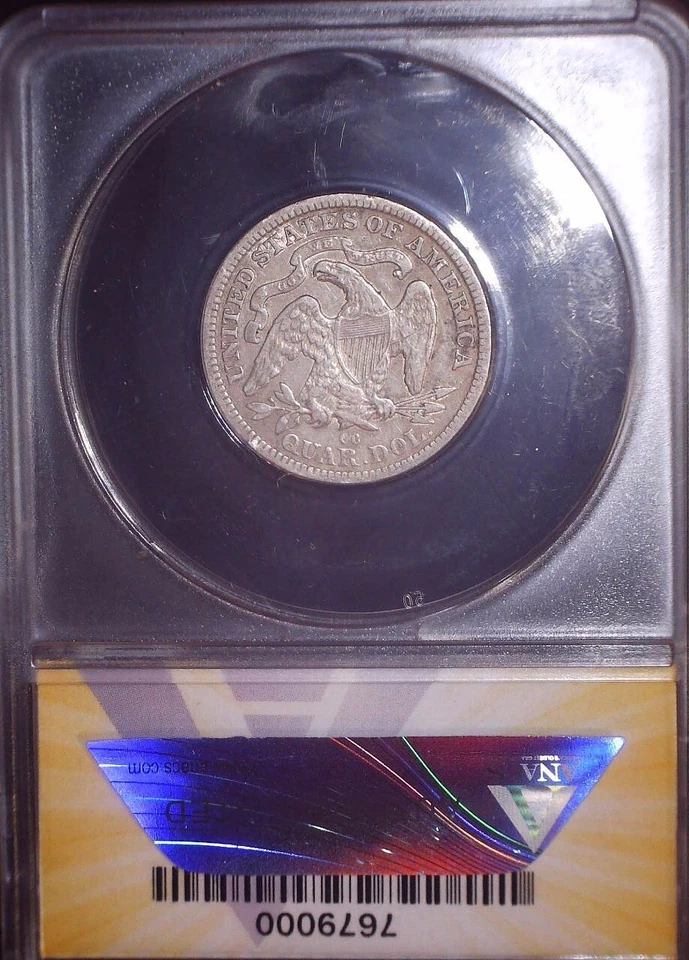 Cuarto Libertad Sentada 1878 CC, ANACS VF30, ¡Buena moneda sólida!! Baja acuñación Foto 4 de 4