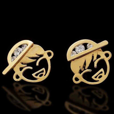 Ohrstecker 0,25 kt simulierter Diamant 14 K Gelbgold Junge Kappe