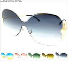 Oversized Exaggerated Modern Retro Style SUNGLASSES Large Big Gold Rimless Frame