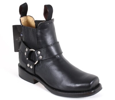 D Stiefeletten Bikerstiefel schwarz Chopper Cruiser Leder Boots