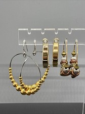 Vintage Hoops Galore 3 Pair of Mixed Metal Hoops Pierced Earrings