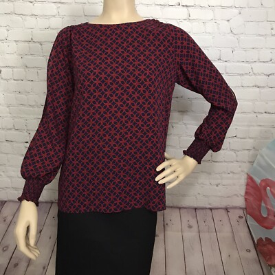 Michael - Michael Kors Women s Blouse Size PM , Slipt Sleeve Geometric Print