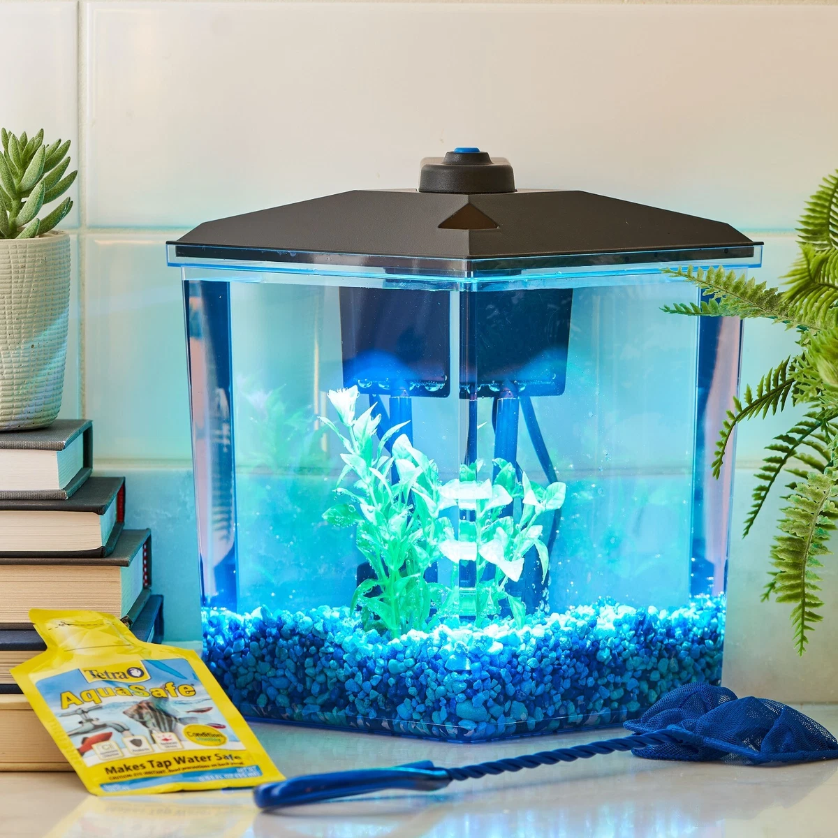 Aquarium Starter Kit 1 Gallon Plastic Home Office Desk Betta Tank